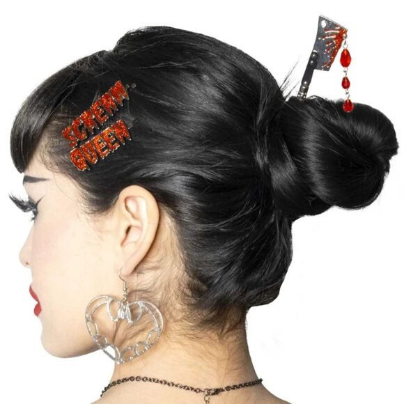 Hair Stick Metal Blood Drip Gothic Horror Accessory Retro Style - Picture 3 of 3